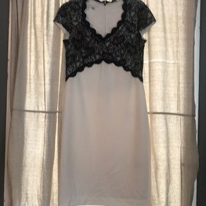 Cocktail dress ivory and black lace